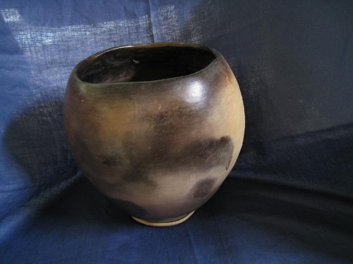 IMG_1863.JPG - Two views: Smoke fired bowl, 6" x 6"