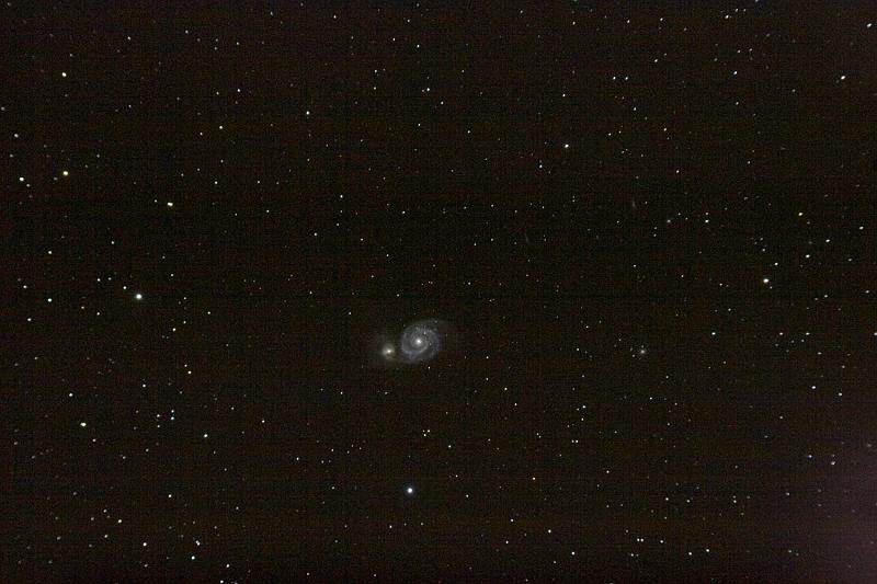 m51.jpg - M51, a stack of five two-minute exposures. Minimal for the target, I know, but I like how it turned out. Seeing was a little soft.
