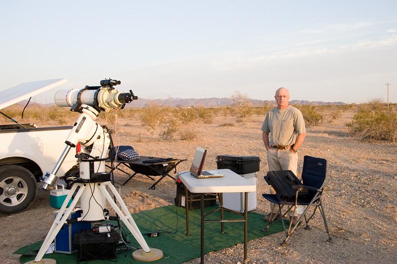 IMG_8364.jpg - Rick with his Takahashi and AP 1200 mount.