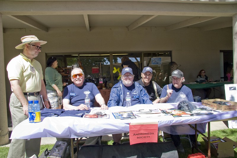 IMG_8421.jpg - Morris "Mojo" Jones with members of the Andromeda Society at their Earth Day booth: Robert, Walt, Orv and Sam.