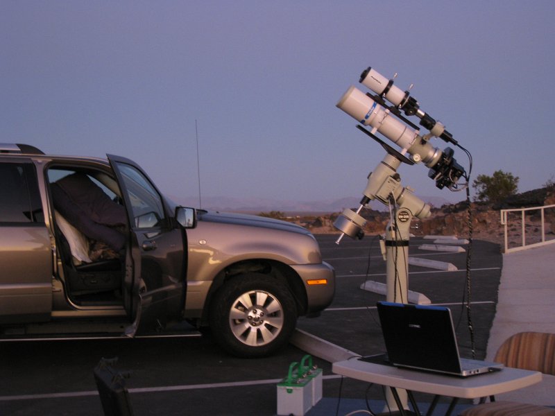 2011-10-amboy-111.jpg - Robin's Takahashi gear and portable office ready for stars.