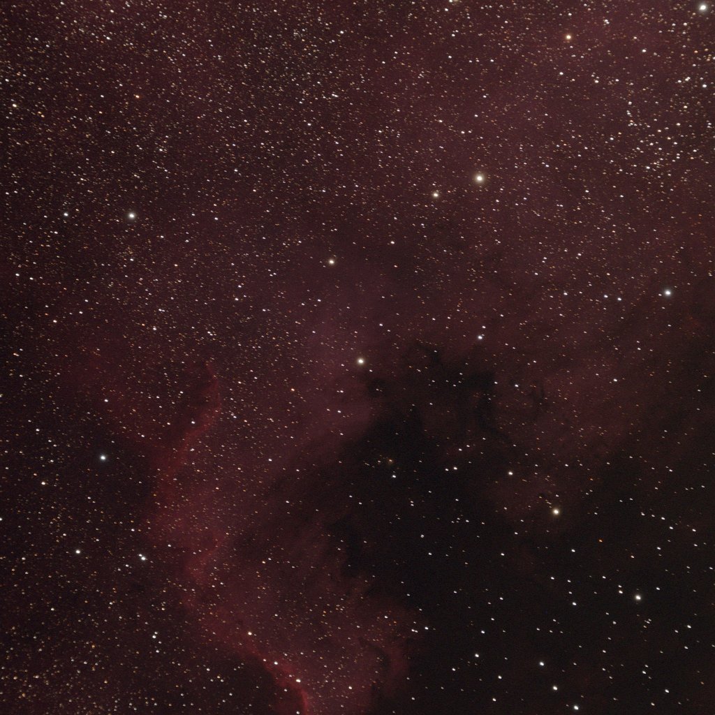 ngc7000.jpg - A major portion of NGC 7000 the North America nebula. Someday I'll make a mosaic of the whole thing. (It's huge!)