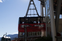 The Mt. Roberts Tramway starts off on its trip to the top.