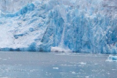 Close-up of an ice fall, new icebergs being calved.