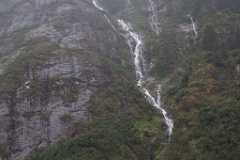 Waterfalls on the south wall of the fjord.