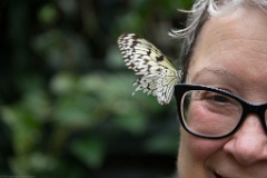 Jane found a new friend in the Butterfly Gardens.