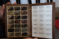 The menu of available teas included samples of the leaves.