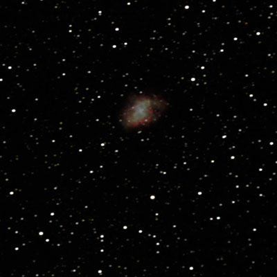 Crop of M1, The Crab Nebula, click for the full frame.