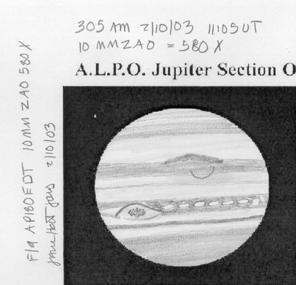 Jupiter sketched with freezing hands